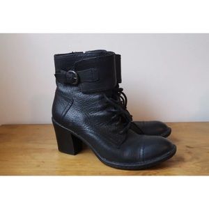 BORN Lace Up Black Leather Boots